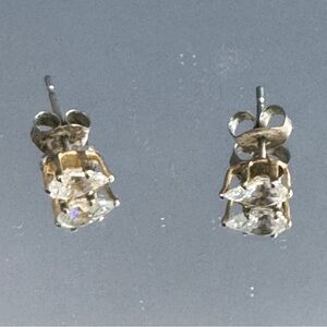 Vintage Goldtone Teardrop Earrings with Sparkling Glass Stones